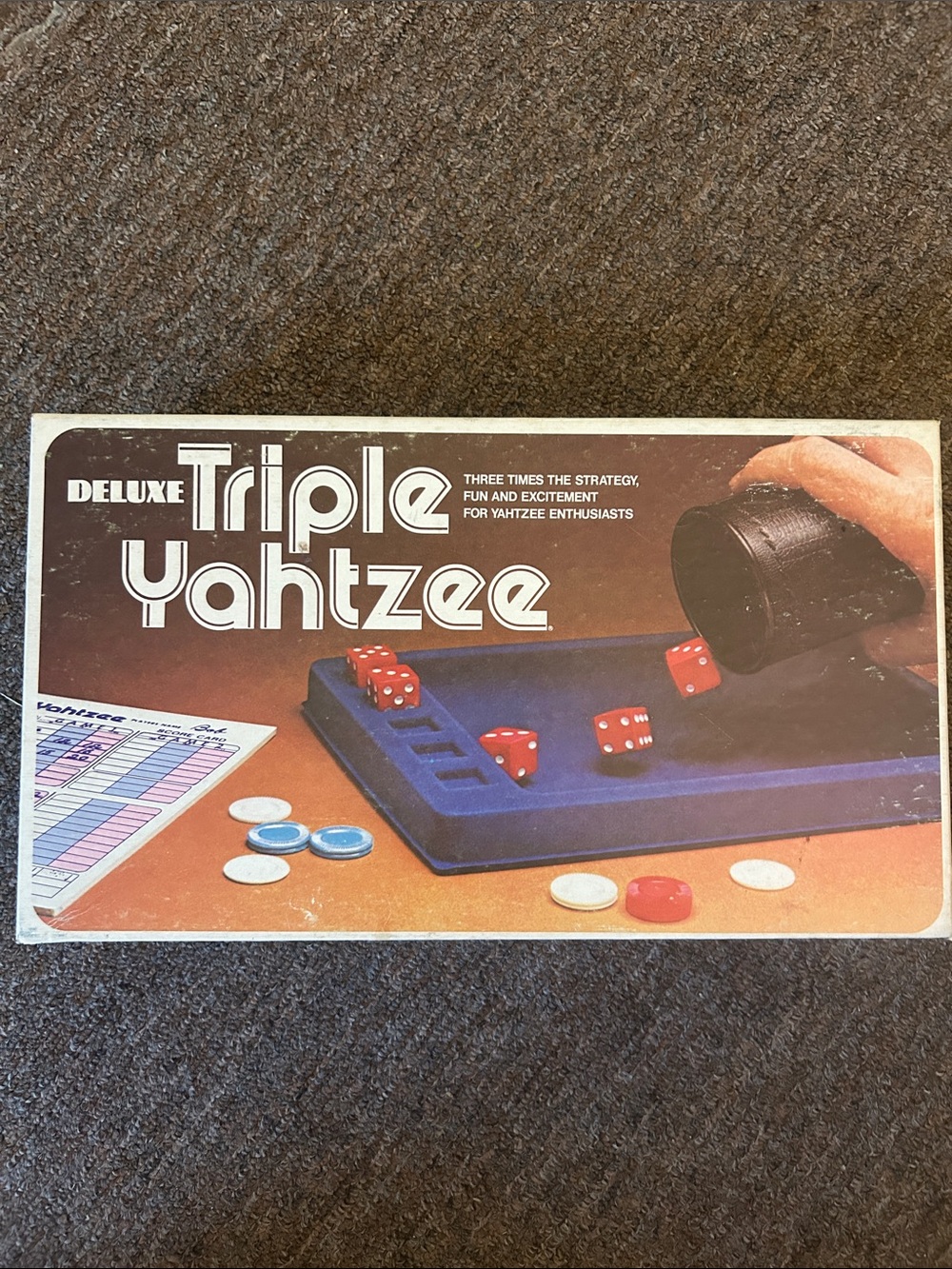 70's Vintage  Deluxe E.S Lowe(MB)Triple Yahtzee Dice Board Game 8+ #E0928.